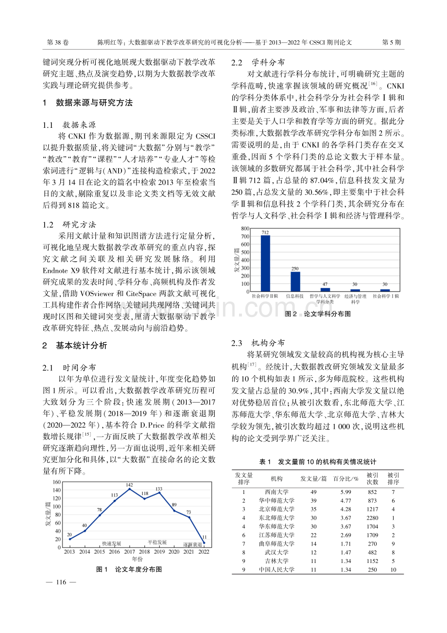 大数据驱动下教学改革研究的可视化分析——基于2013—2022年CSSCI期刊论文.pdf_第2页