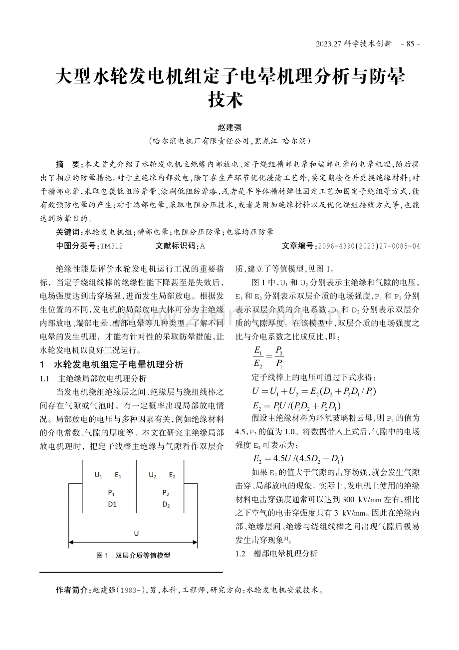 大型水轮发电机组定子电晕机理分析与防晕技术.pdf_第1页