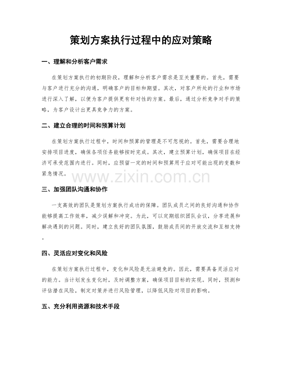 策划方案执行过程中的应对策略.docx_第1页