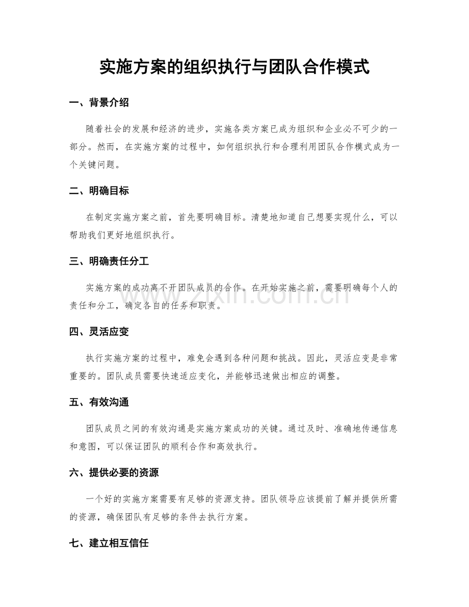 实施方案的组织执行与团队合作模式.docx_第1页