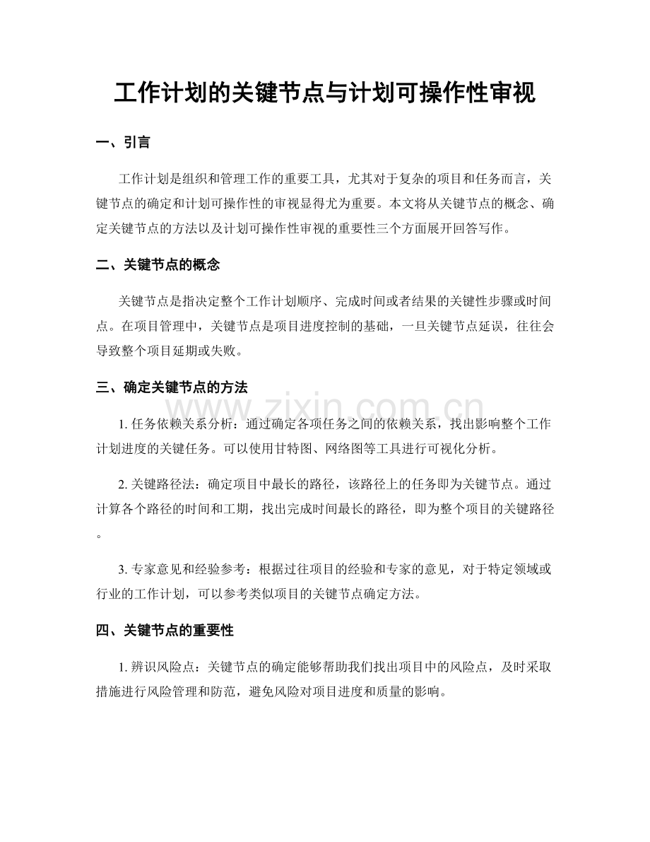 工作计划的关键节点与计划可操作性审视.docx_第1页