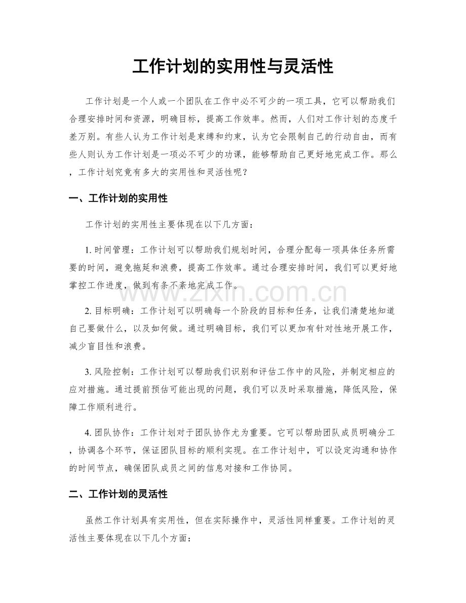 工作计划的实用性与灵活性.docx_第1页