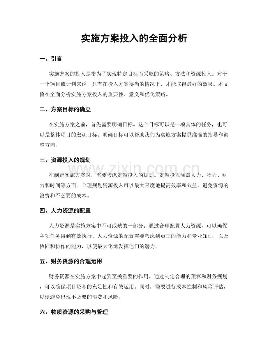 实施方案投入的全面分析.docx_第1页