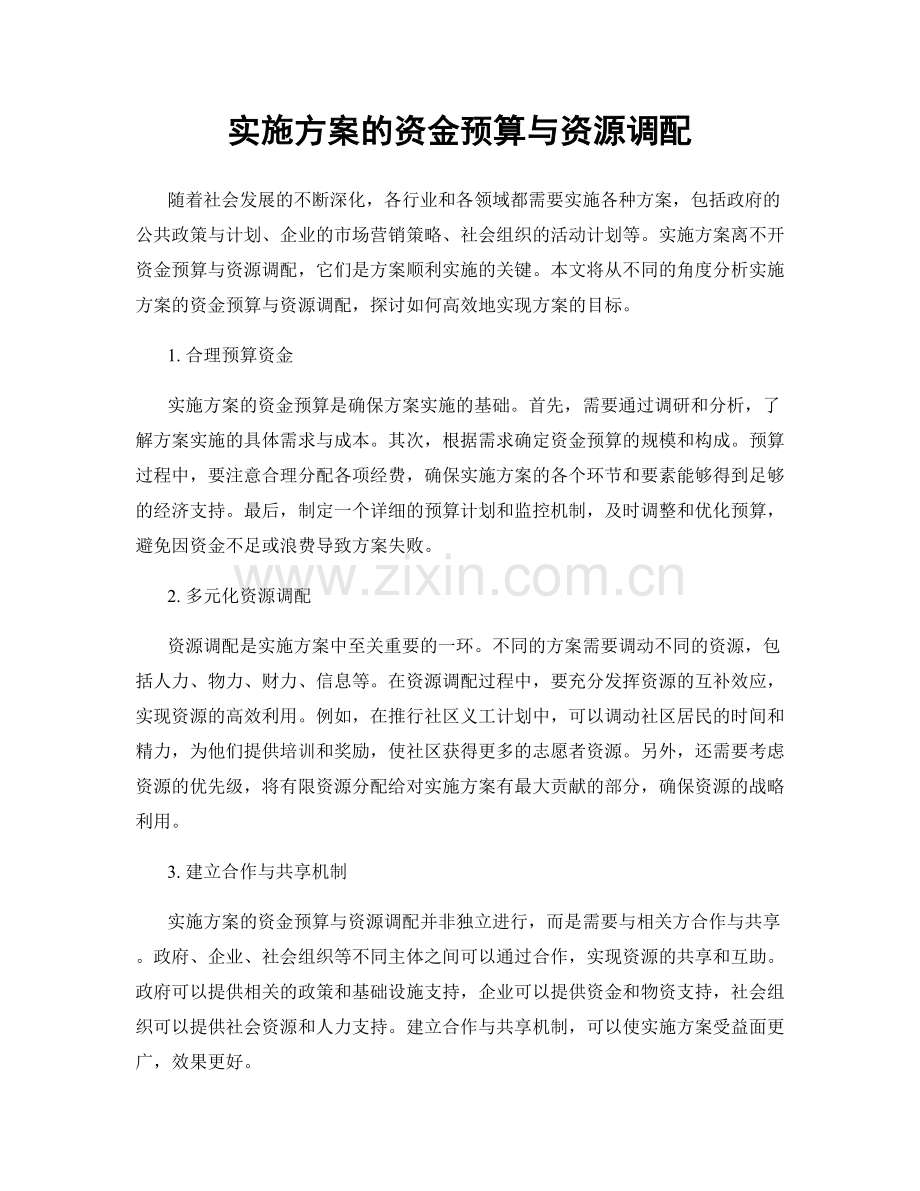 实施方案的资金预算与资源调配.docx_第1页