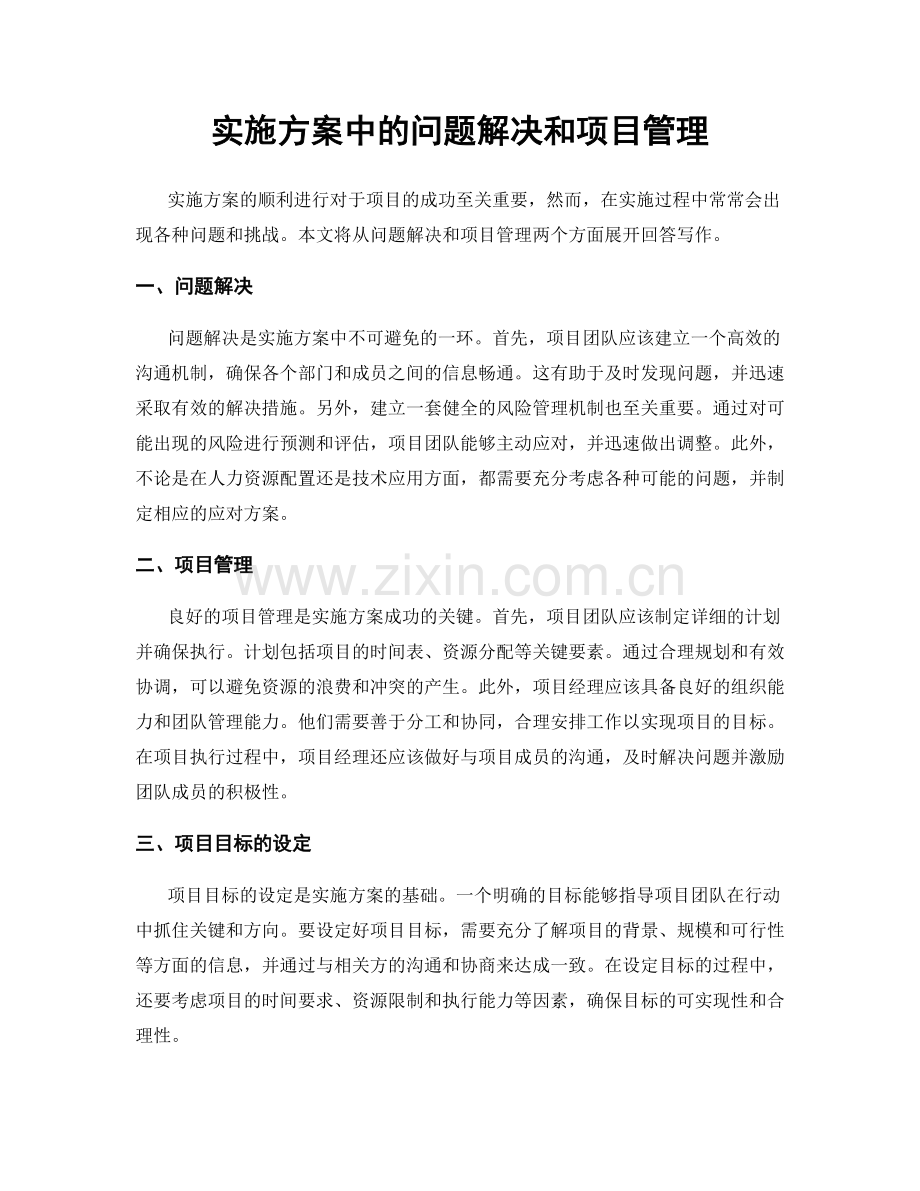 实施方案中的问题解决和项目管理.docx_第1页