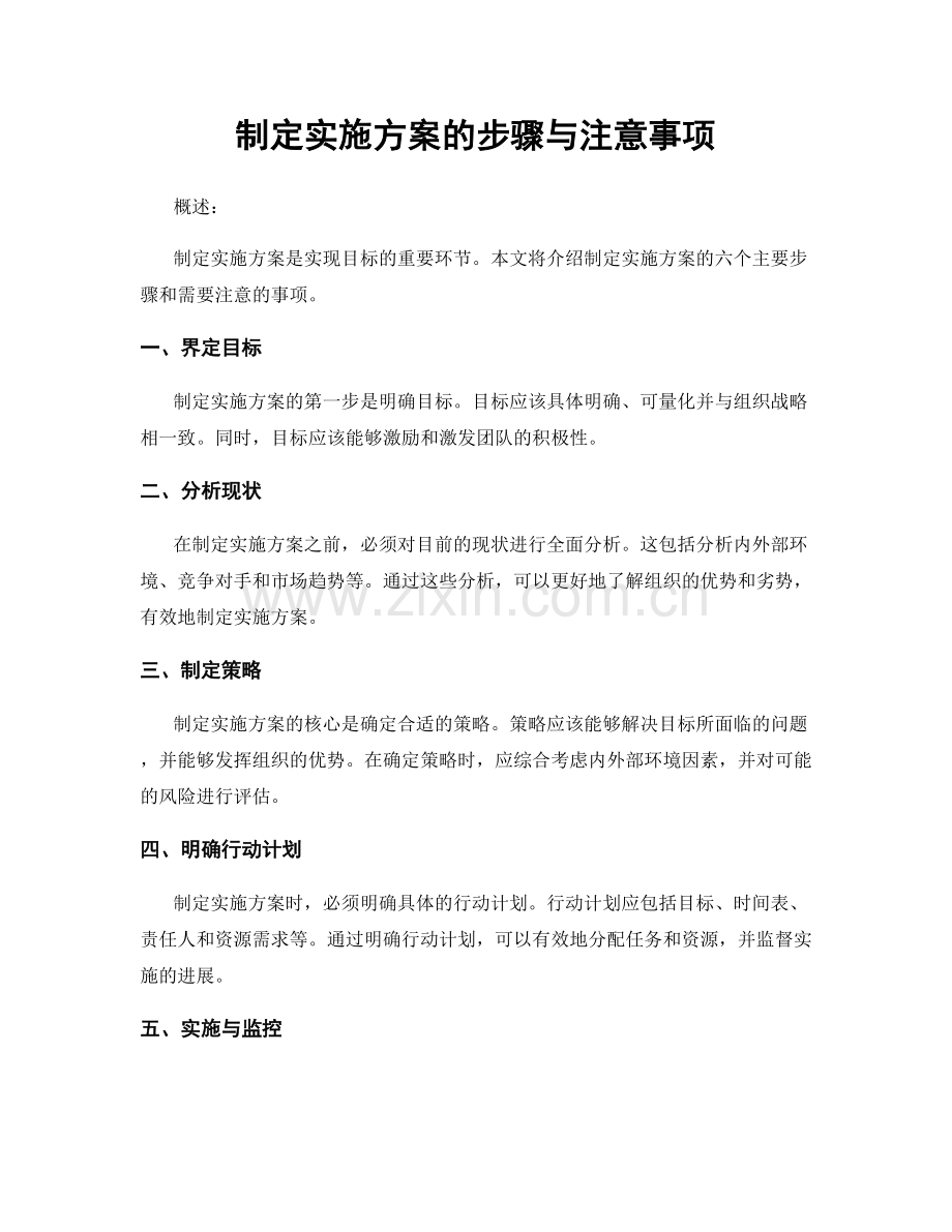 制定实施方案的步骤与注意事项.docx_第1页