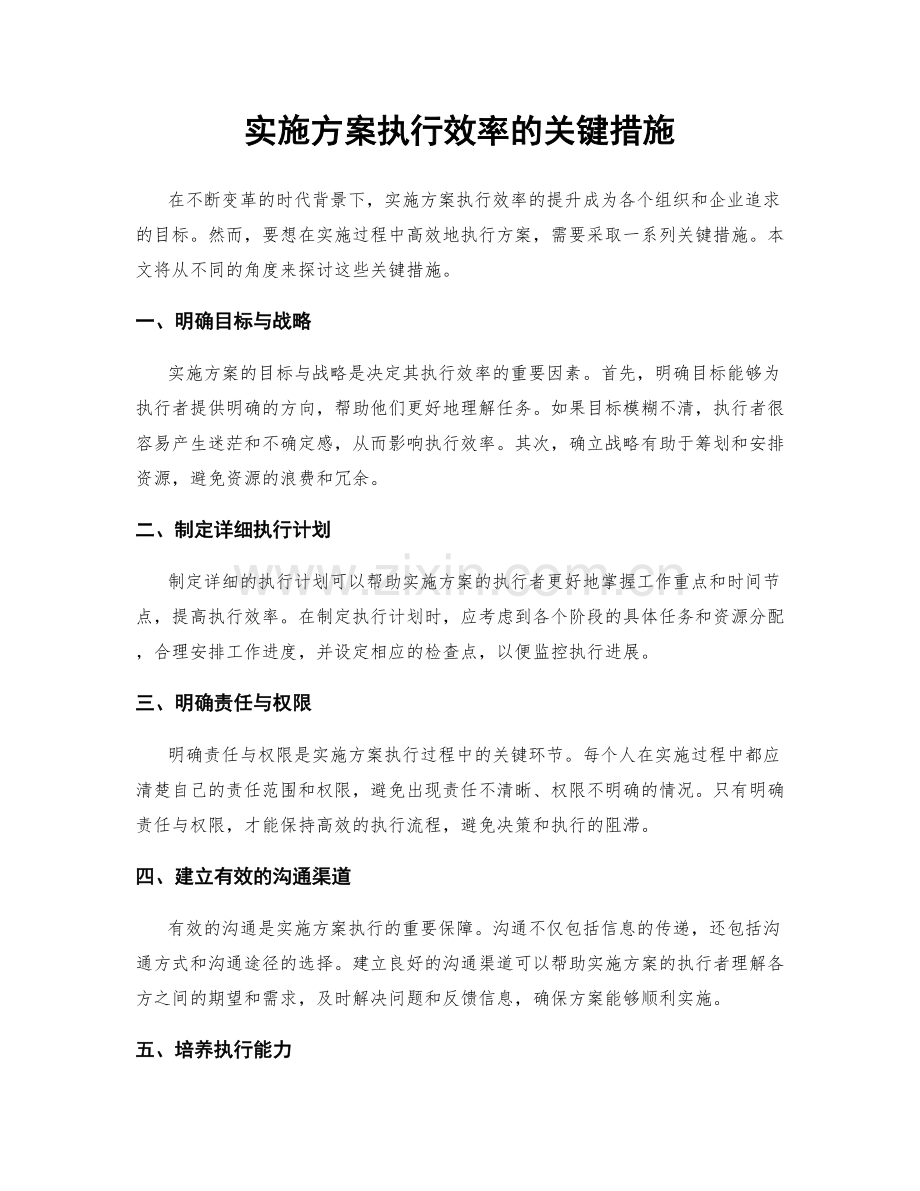 实施方案执行效率的关键措施.docx_第1页