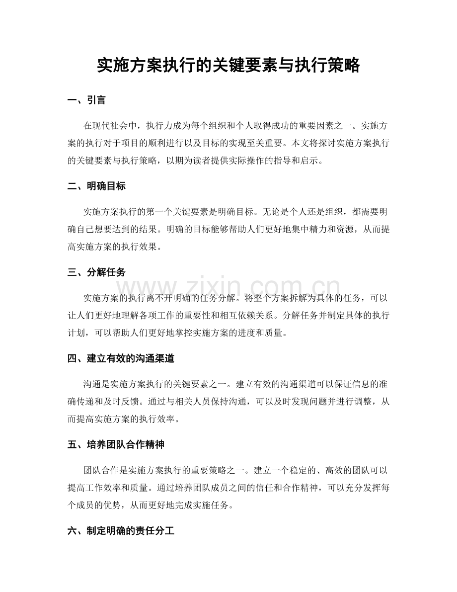 实施方案执行的关键要素与执行策略.docx_第1页