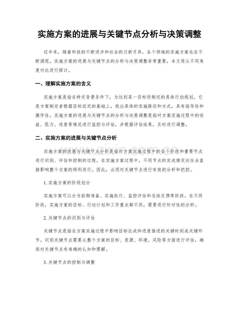 实施方案的进展与关键节点分析与决策调整.docx_第1页