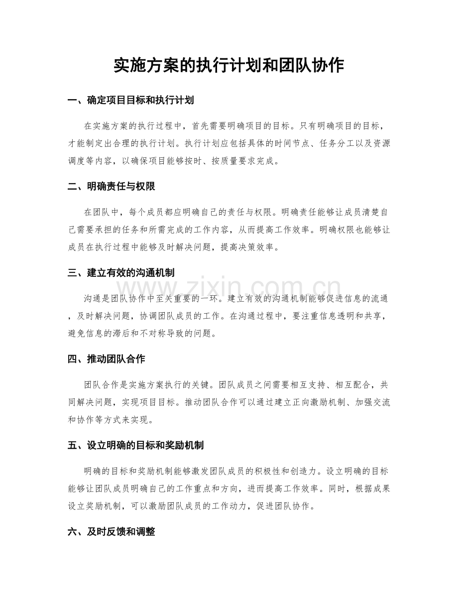 实施方案的执行计划和团队协作.docx_第1页