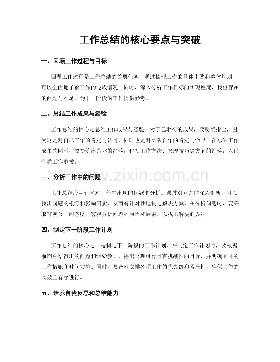 工作总结的核心要点与突破.docx_第1页