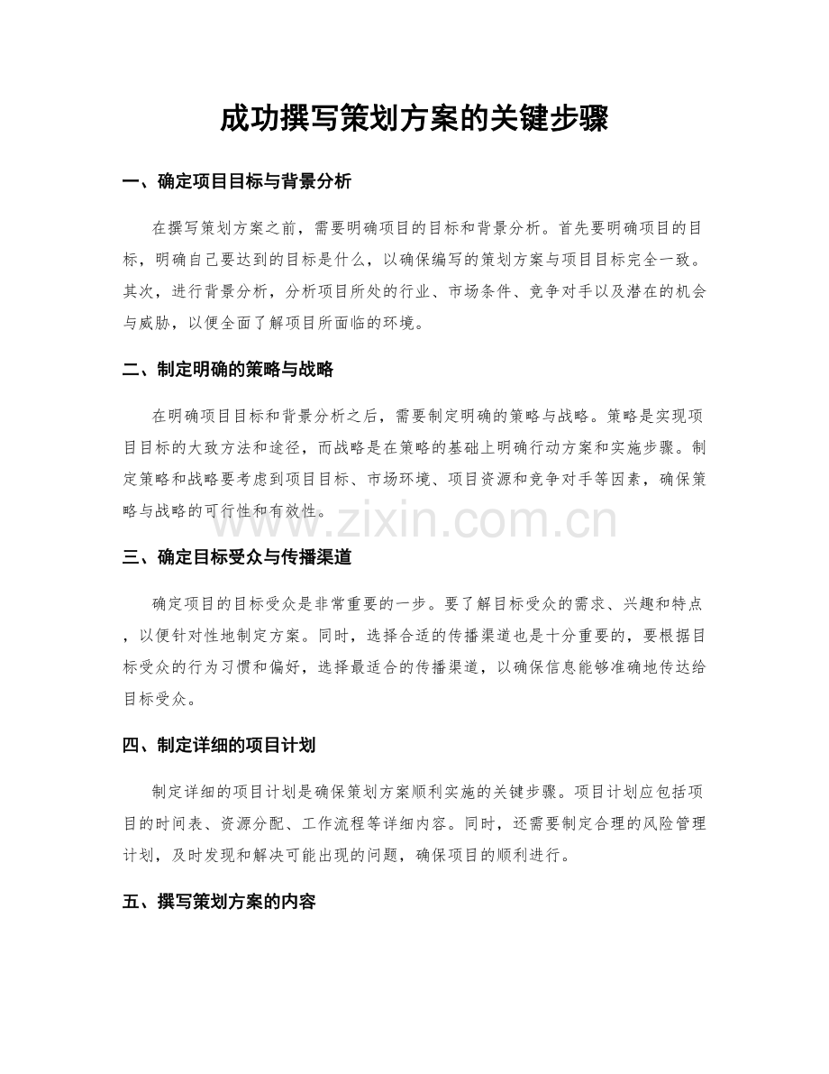 成功撰写策划方案的关键步骤.docx_第1页