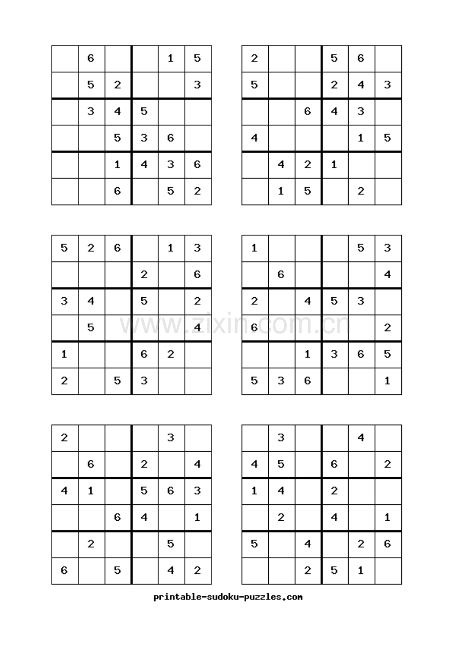 数独六宫格智力游戏练习.doc_第1页