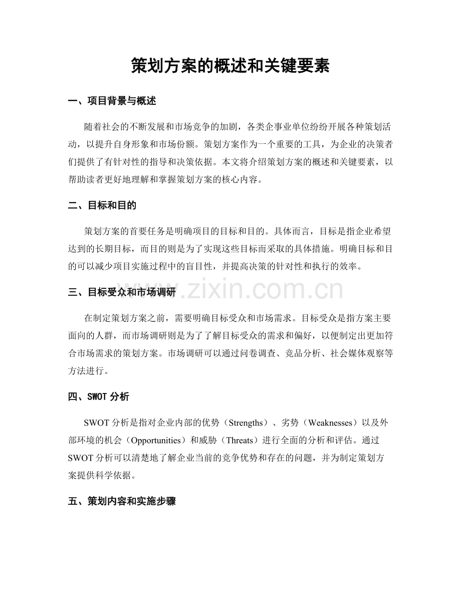 策划方案的概述和关键要素.docx_第1页