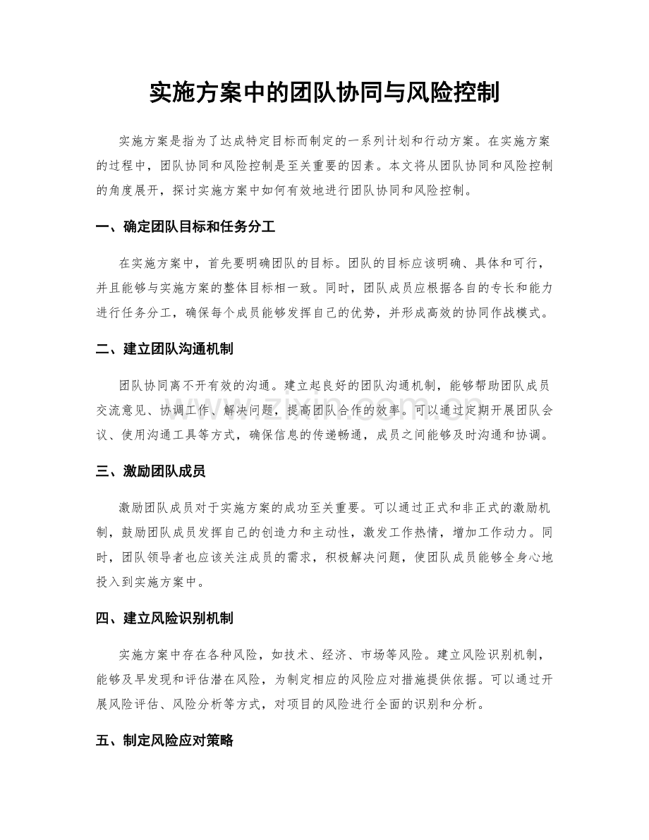 实施方案中的团队协同与风险控制.docx_第1页