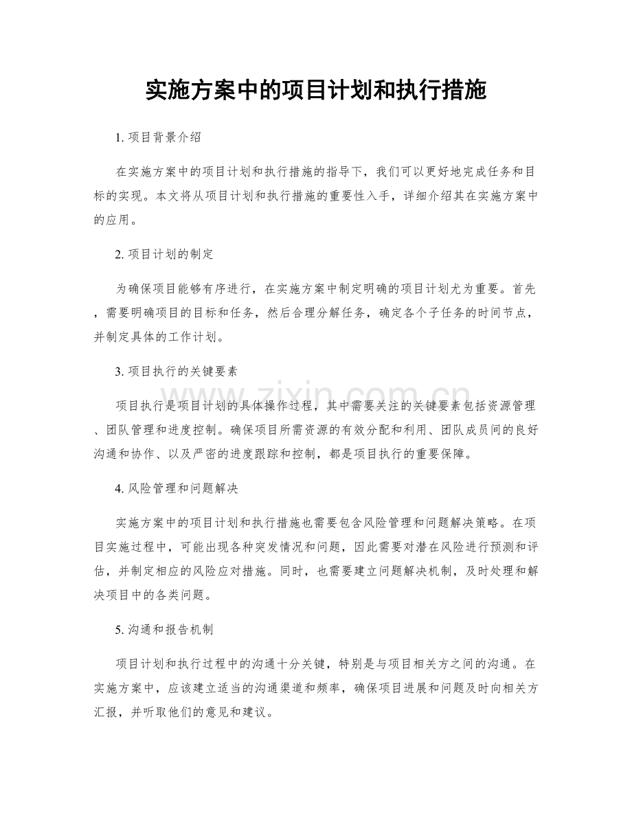 实施方案中的项目计划和执行措施.docx_第1页