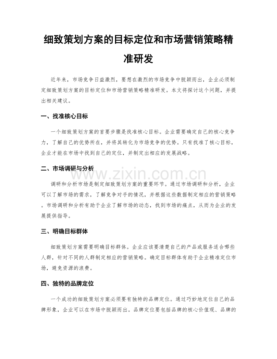 细致策划方案的目标定位和市场营销策略精准研发.docx_第1页