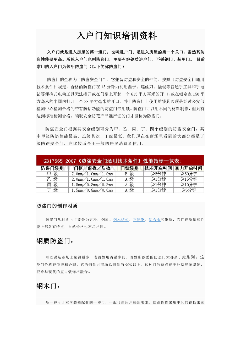 入户门知识培训资料.doc_第1页