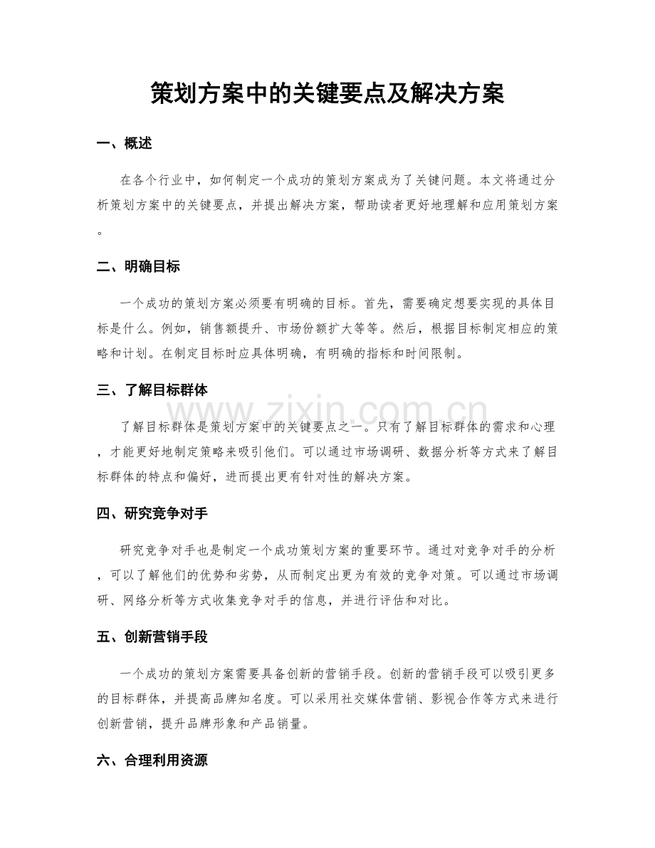 策划方案中的关键要点及解决方案.docx_第1页