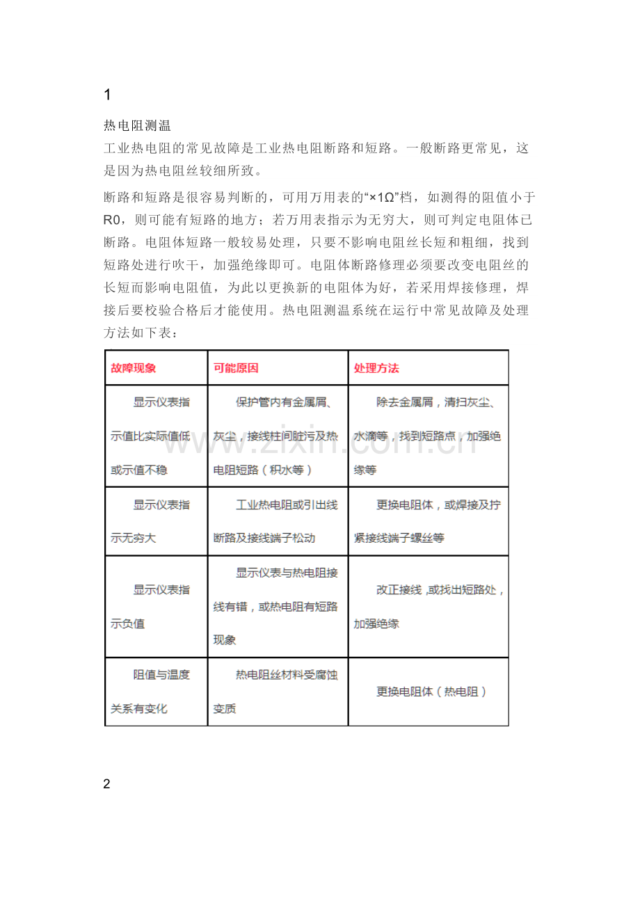 技能培训资料：温度仪表的故障解析.docx_第1页