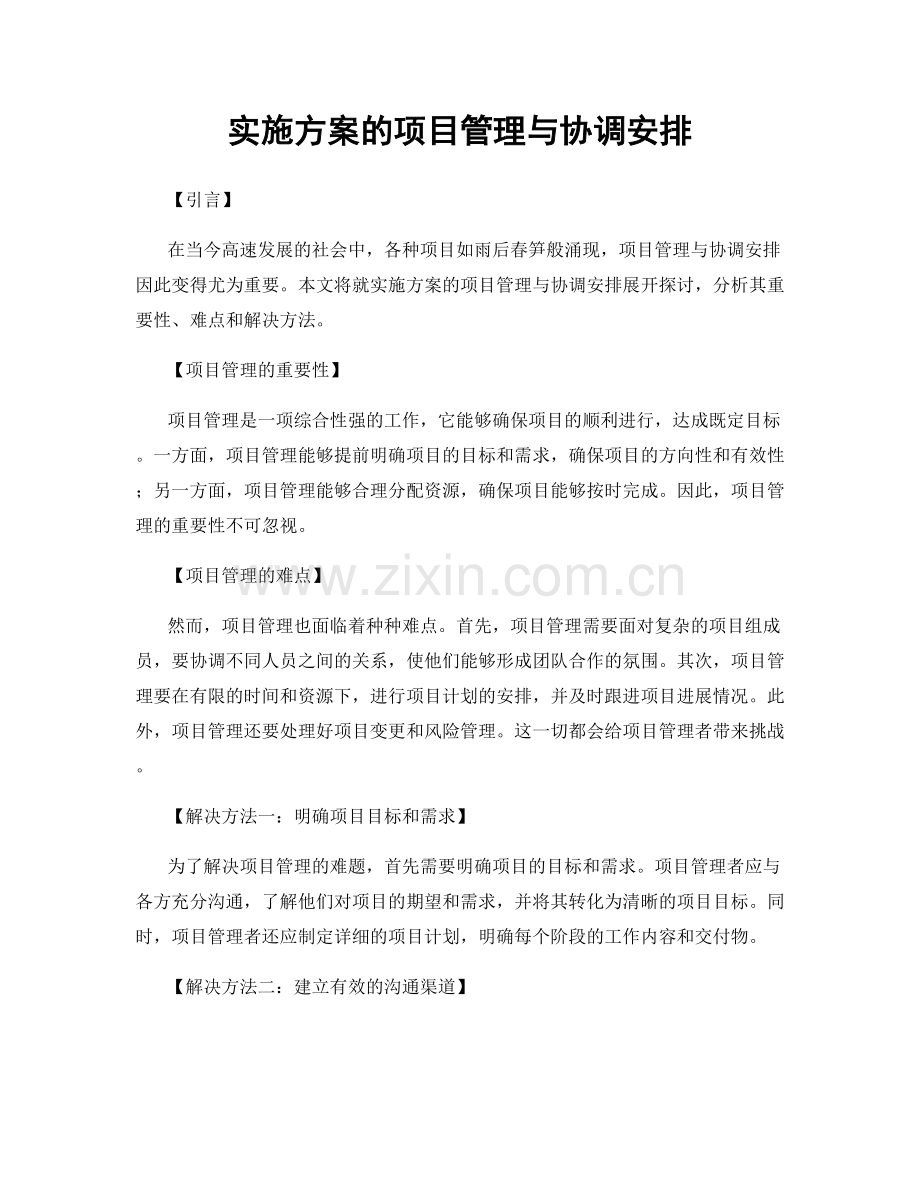 实施方案的项目管理与协调安排.docx_第1页