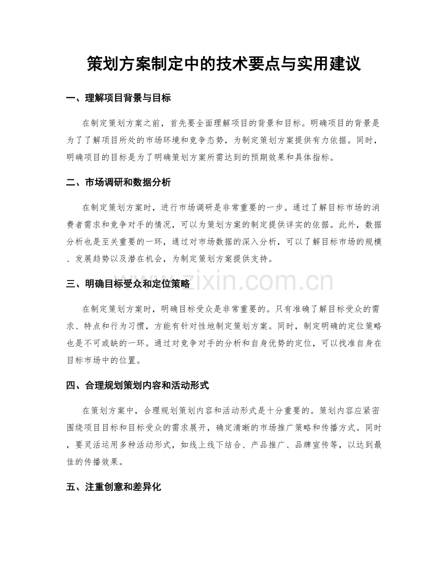 策划方案制定中的技术要点与实用建议.docx_第1页