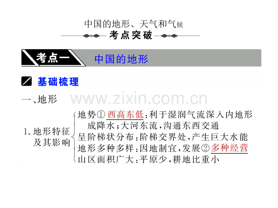 高三地理中国地形天气和气候.pptx_第1页