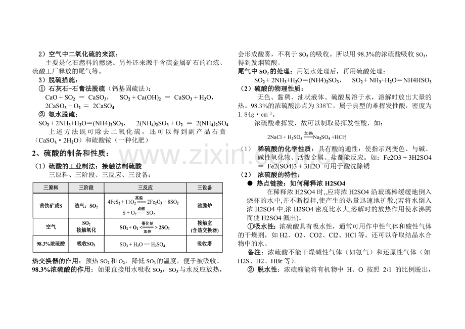 高一化学必修一专题四硫氮和可持续发展复习提纲.doc_第2页