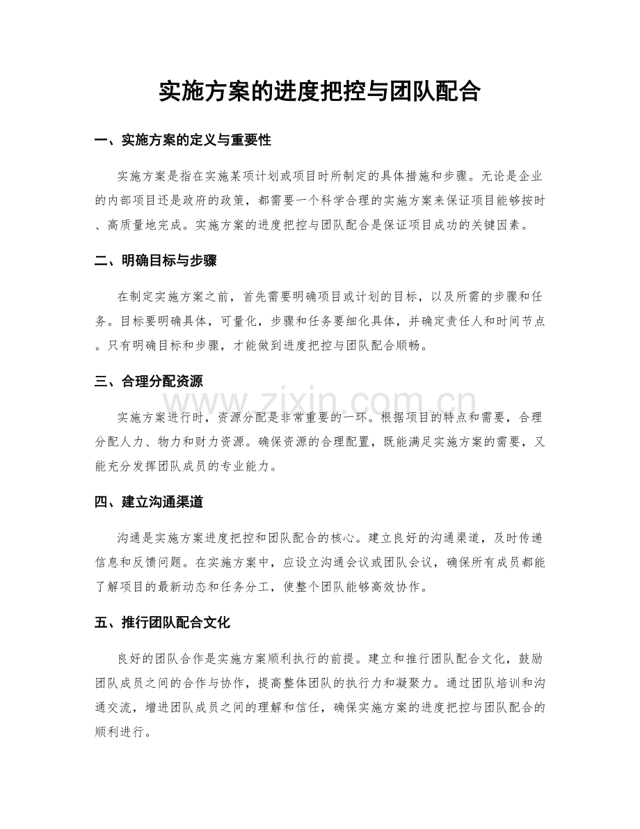 实施方案的进度把控与团队配合.docx_第1页