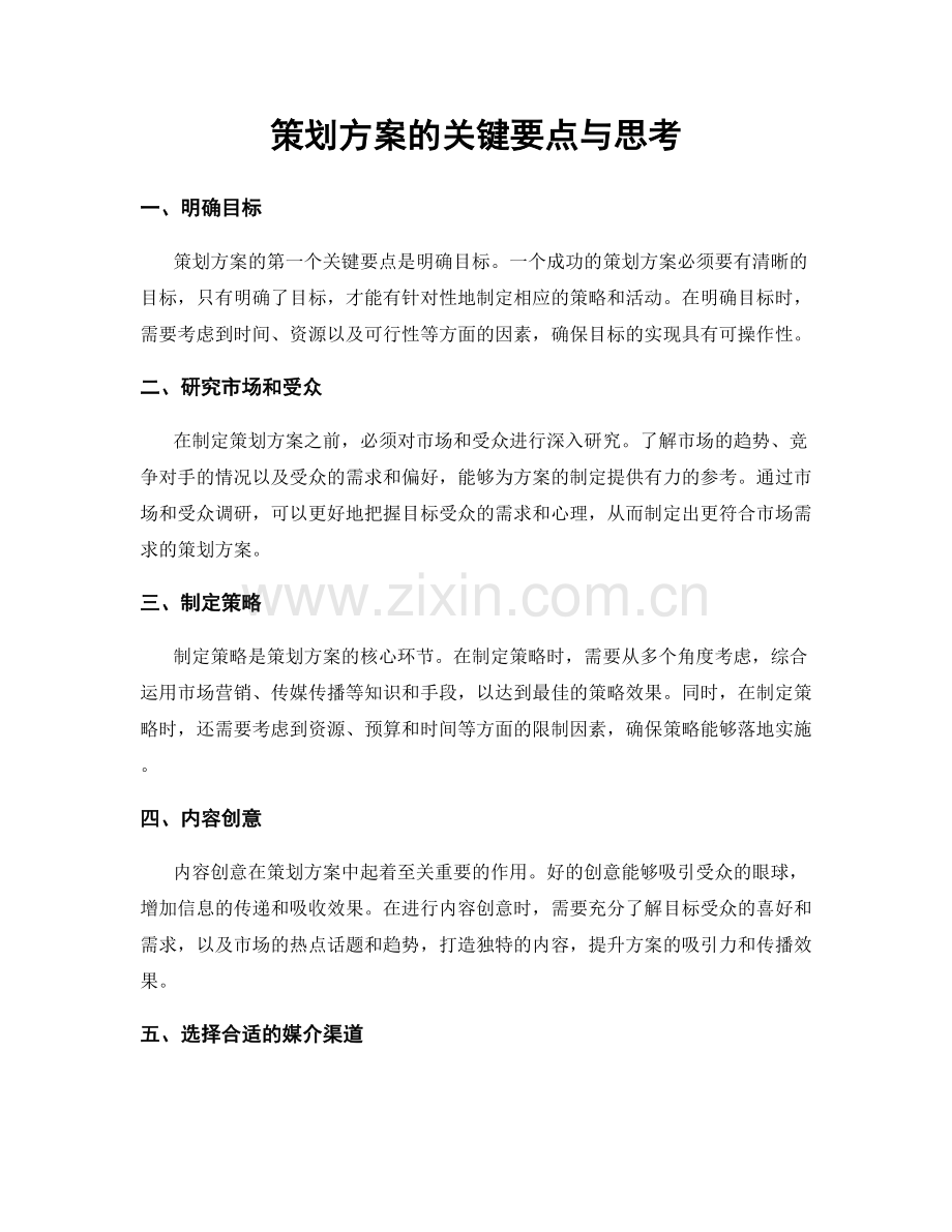 策划方案的关键要点与思考.docx_第1页