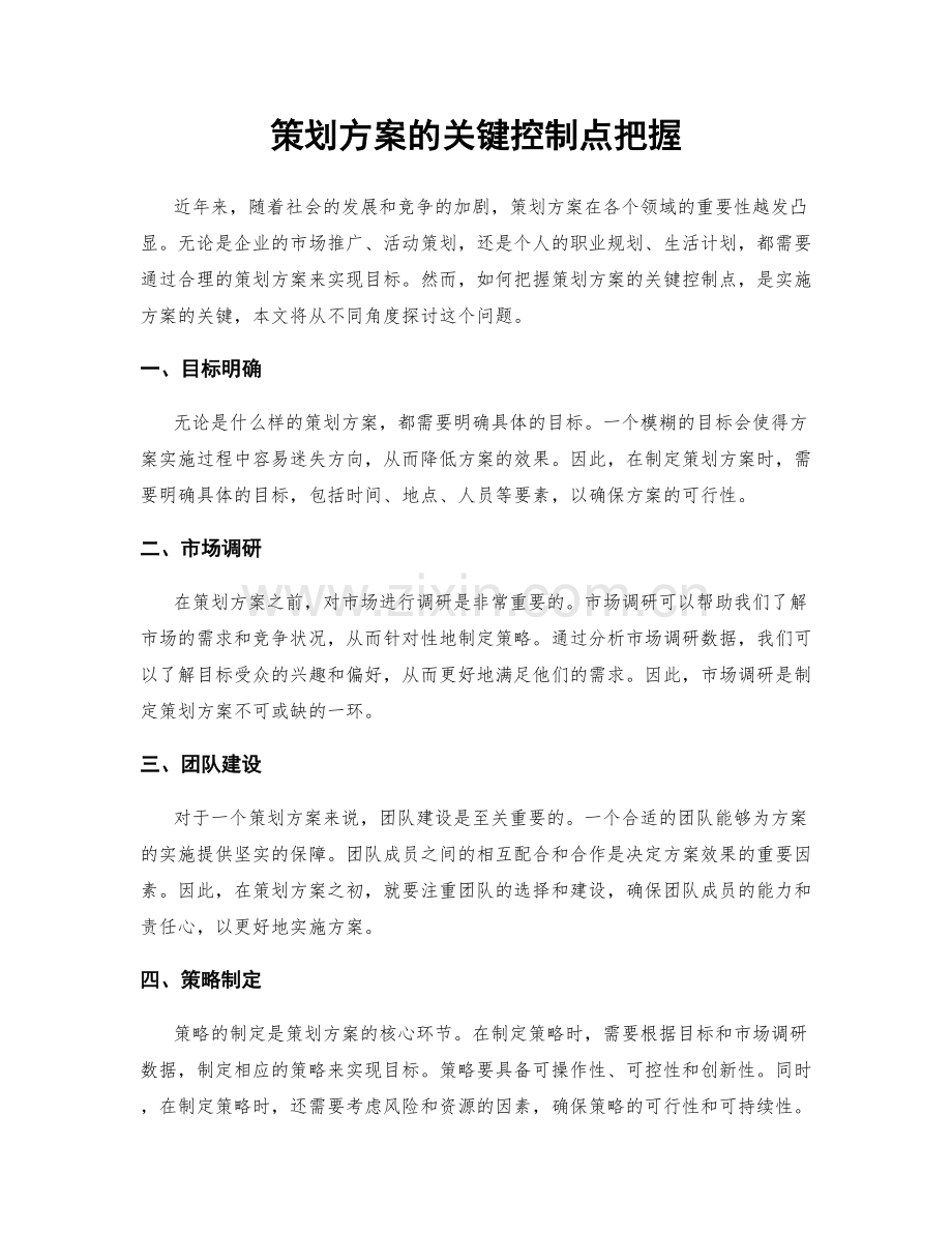 策划方案的关键控制点把握.docx_第1页