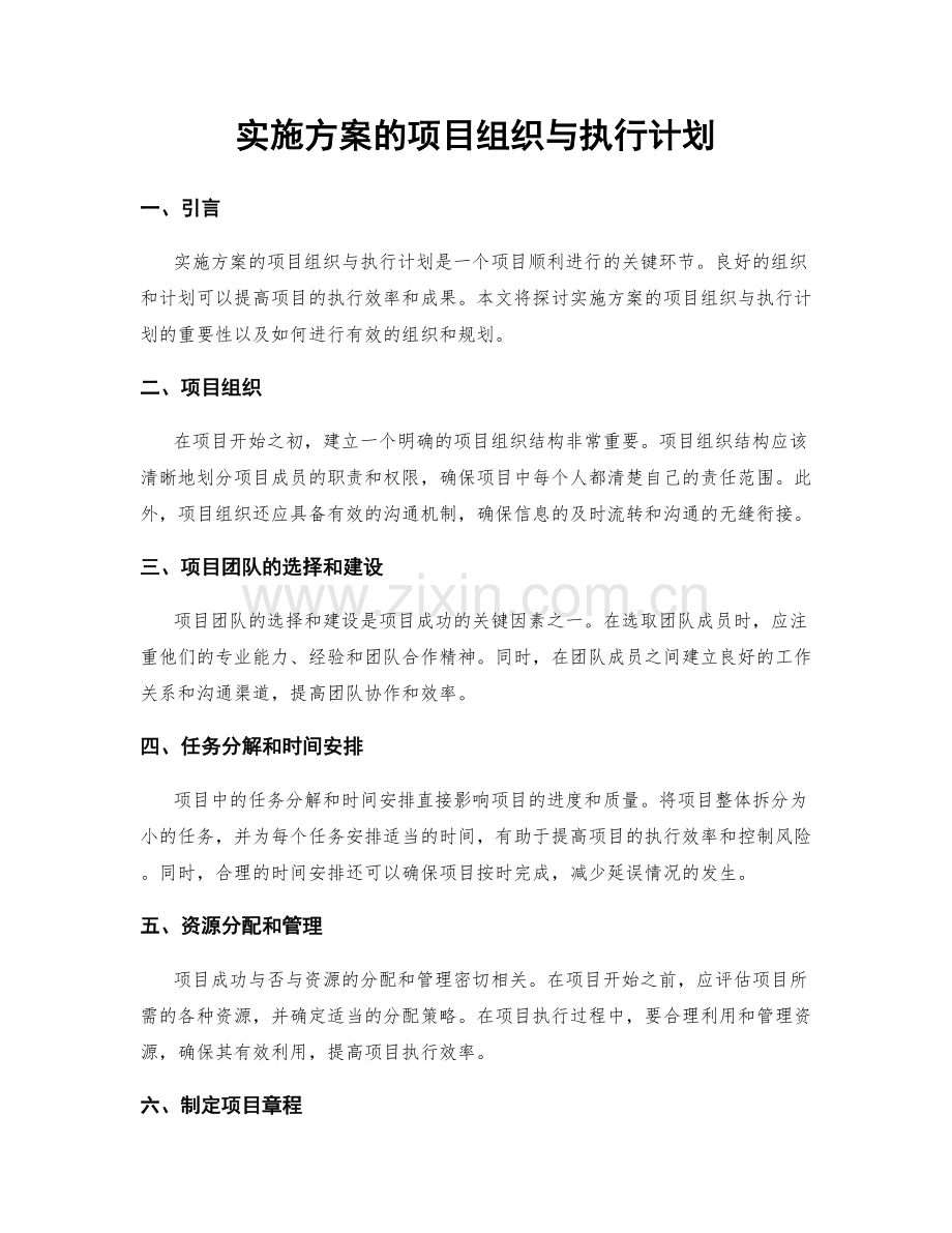 实施方案的项目组织与执行计划.docx_第1页