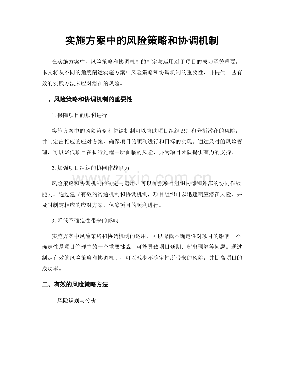 实施方案中的风险策略和协调机制.docx_第1页