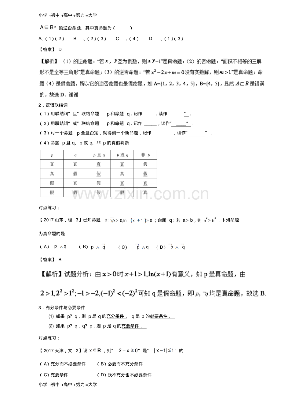 高考数学总复习专题1.2命题及其关系、逻辑联结词、充分条件与必要条件(讲).pdf_第2页