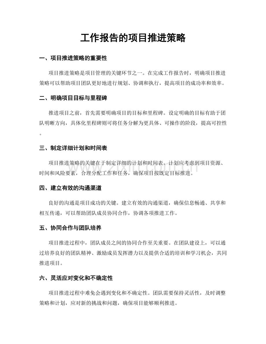 工作报告的项目推进策略.docx_第1页