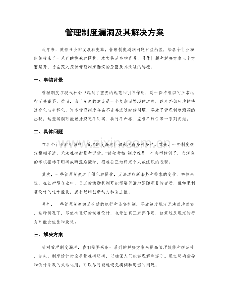 管理制度漏洞及其解决方案.docx_第1页