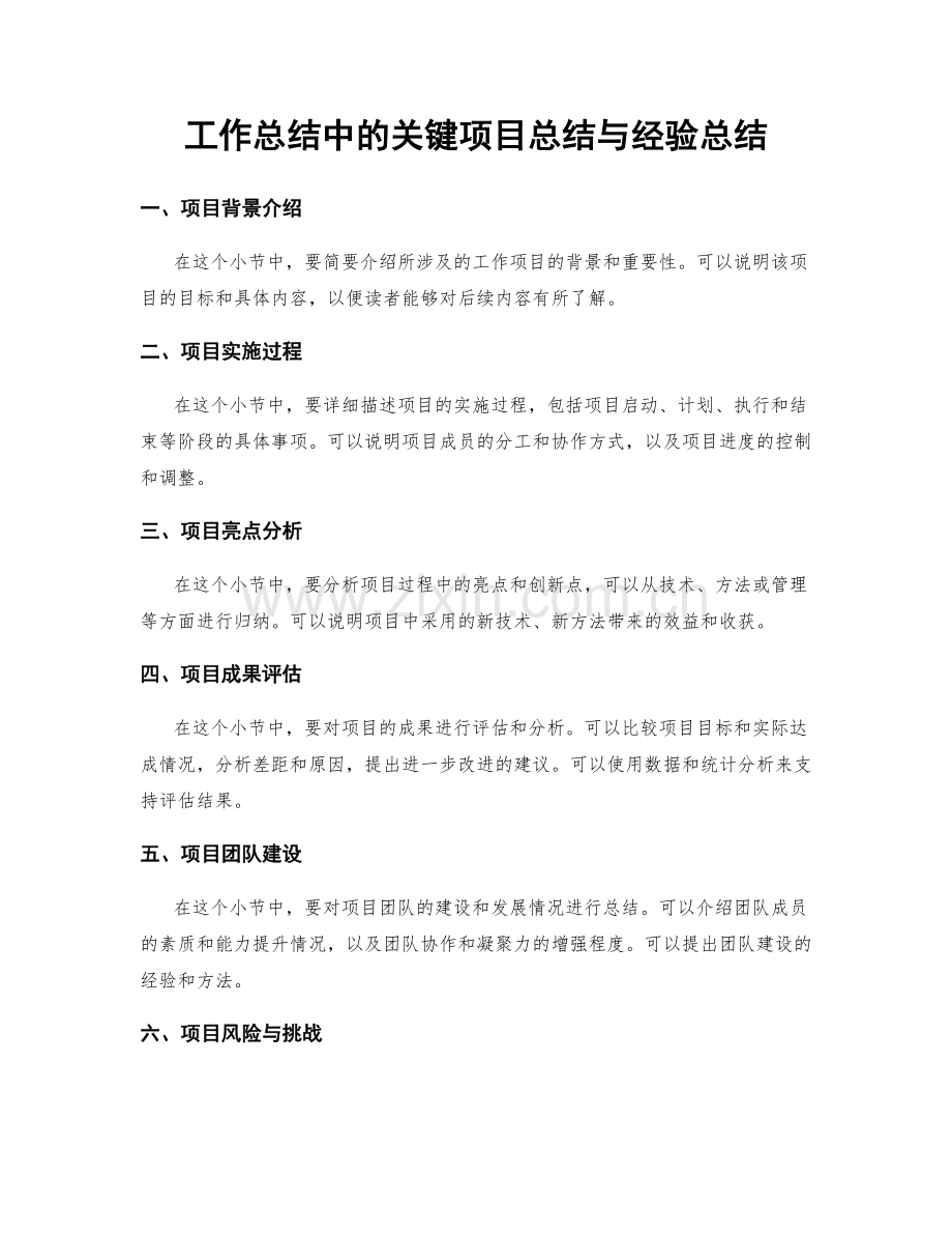 工作总结中的关键项目总结与经验总结.docx_第1页