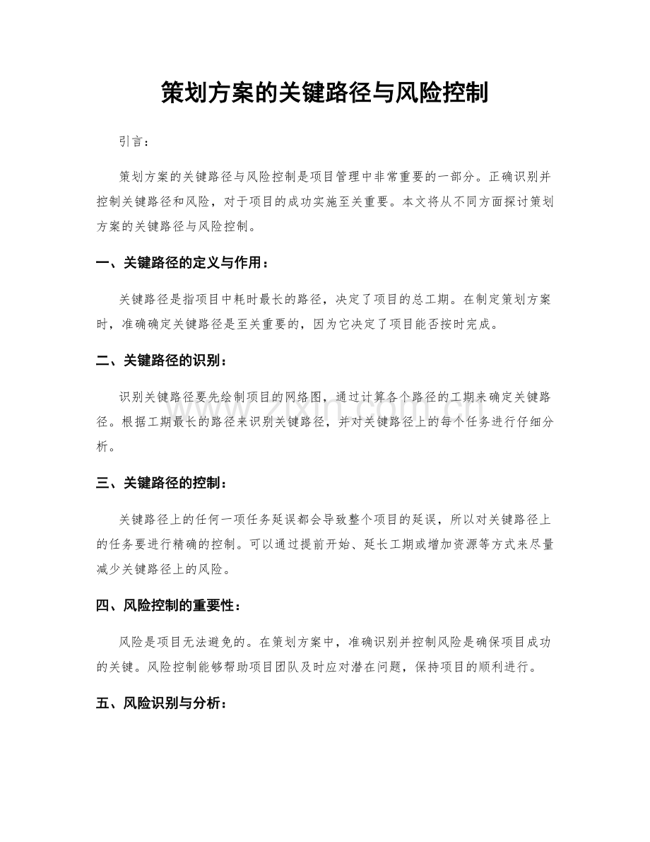 策划方案的关键路径与风险控制.docx_第1页