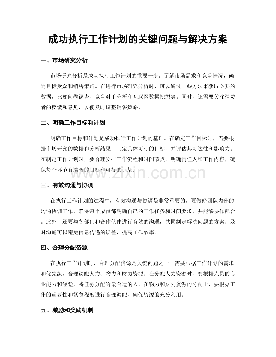 成功执行工作计划的关键问题与解决方案.docx_第1页