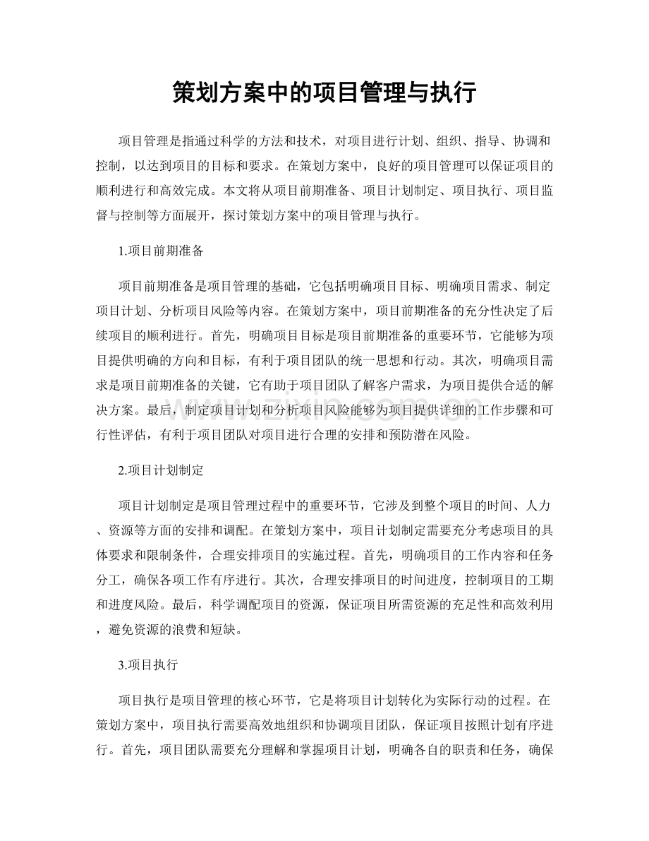 策划方案中的项目管理与执行.docx_第1页