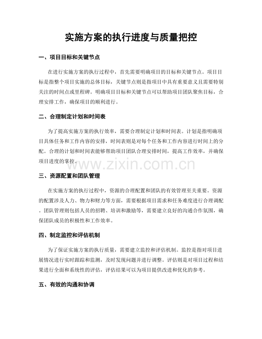 实施方案的执行进度与质量把控.docx_第1页