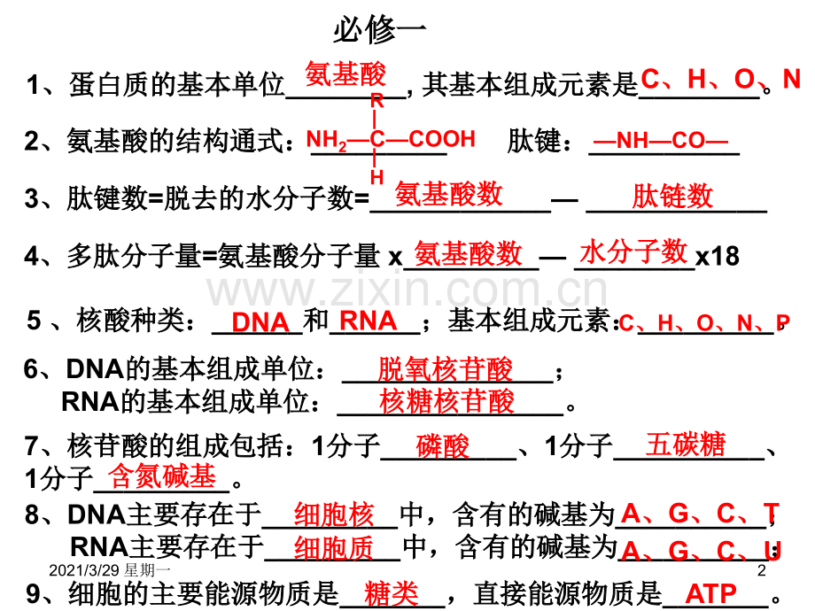 生物必修一二三基础知识检查清单.ppt_第2页