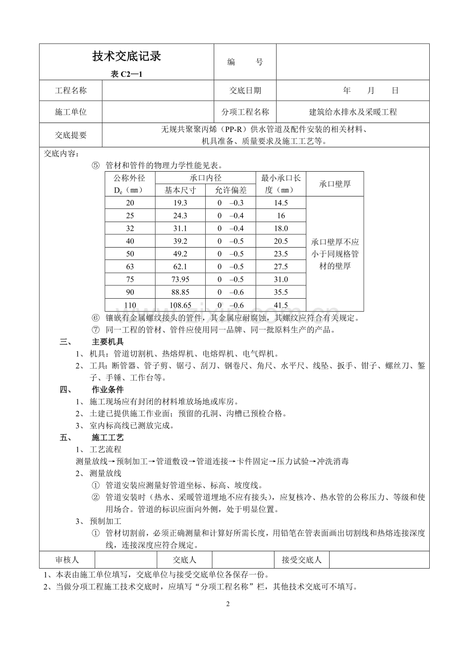 建筑给水排水及采暖工程技术交底记录.doc_第2页