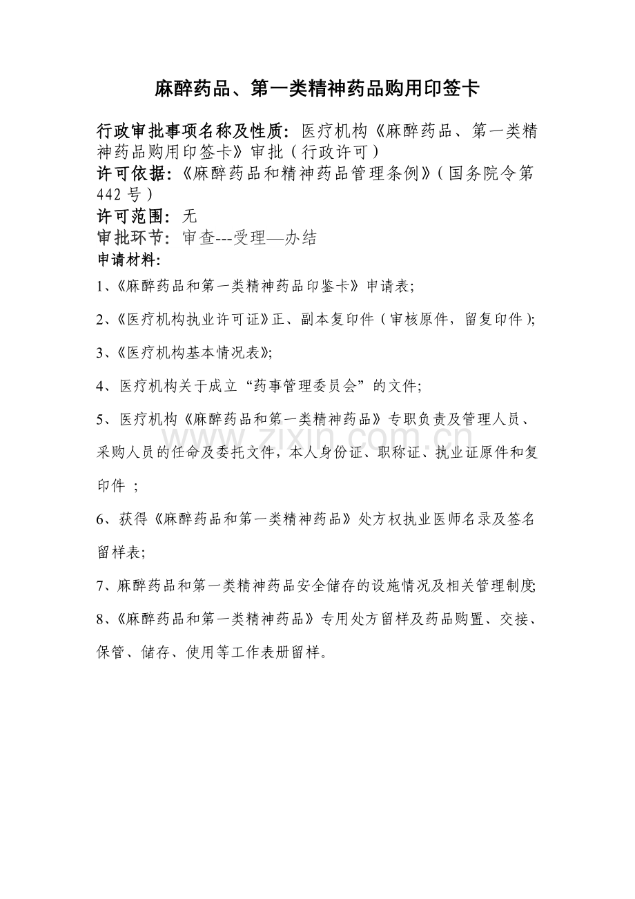 麻醉药品第一类精神药品购用印签卡.doc_第1页