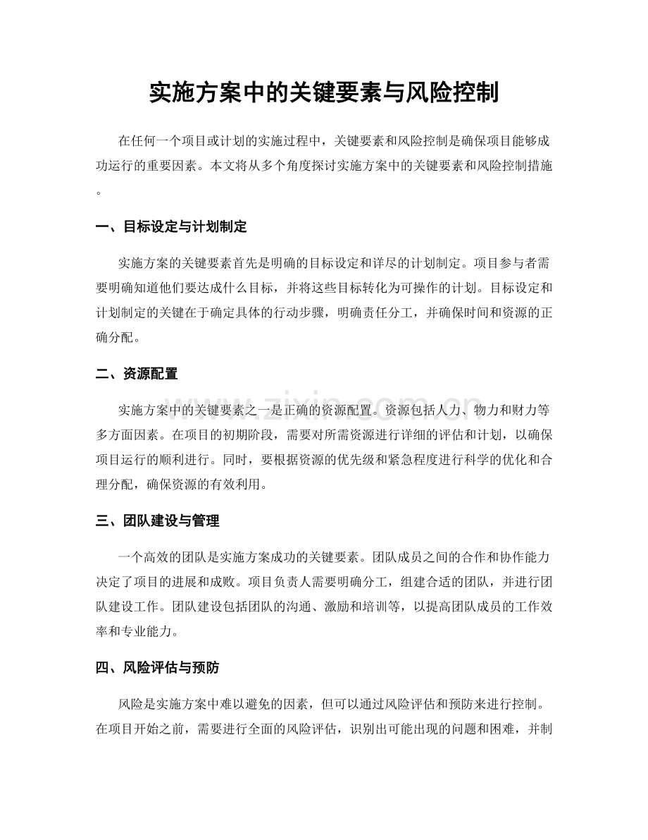 实施方案中的关键要素与风险控制.docx_第1页