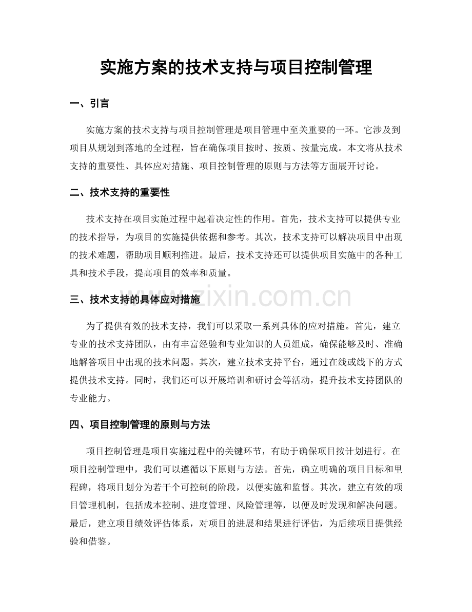 实施方案的技术支持与项目控制管理.docx_第1页