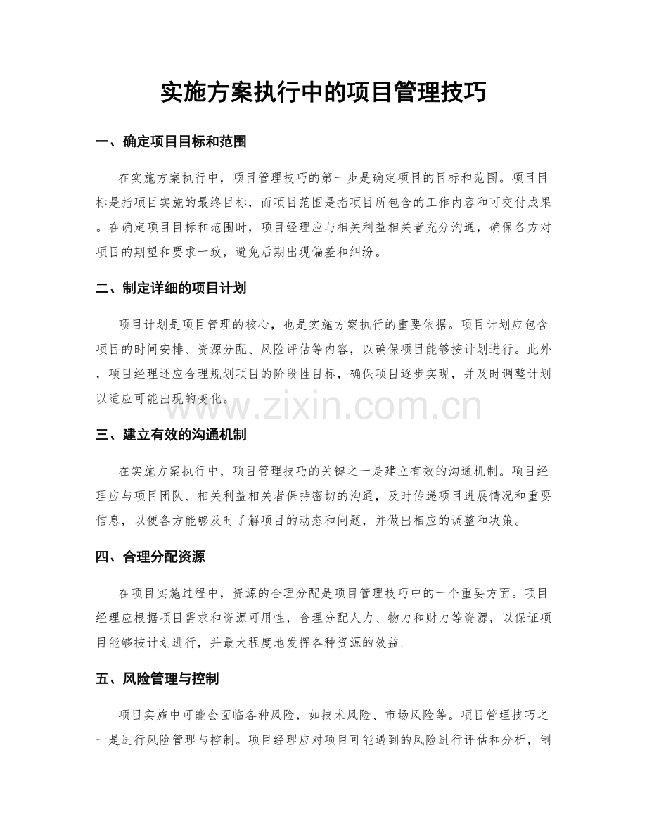 实施方案执行中的项目管理技巧.docx_第1页