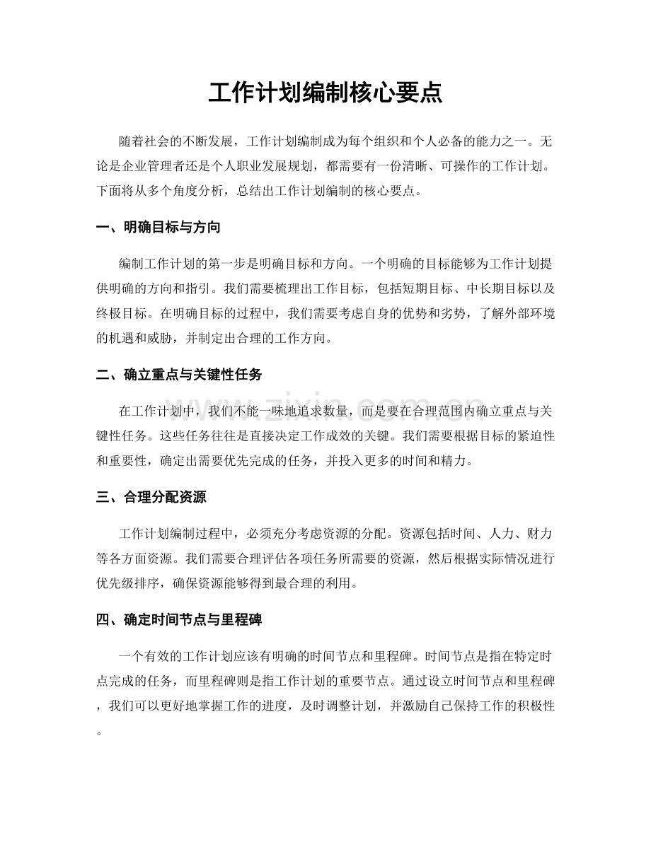 工作计划编制核心要点.docx_第1页