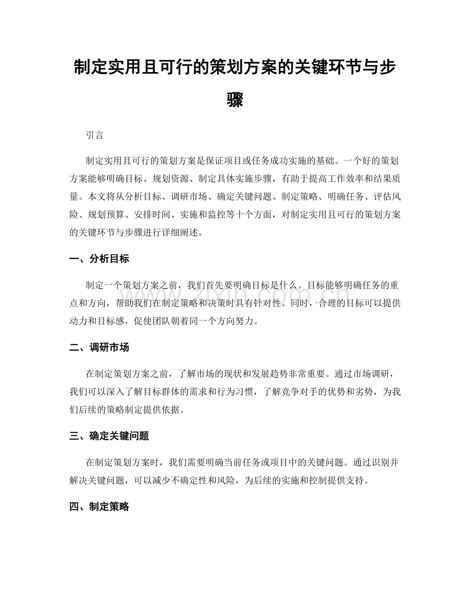 制定实用且可行的策划方案的关键环节与步骤.docx_第1页