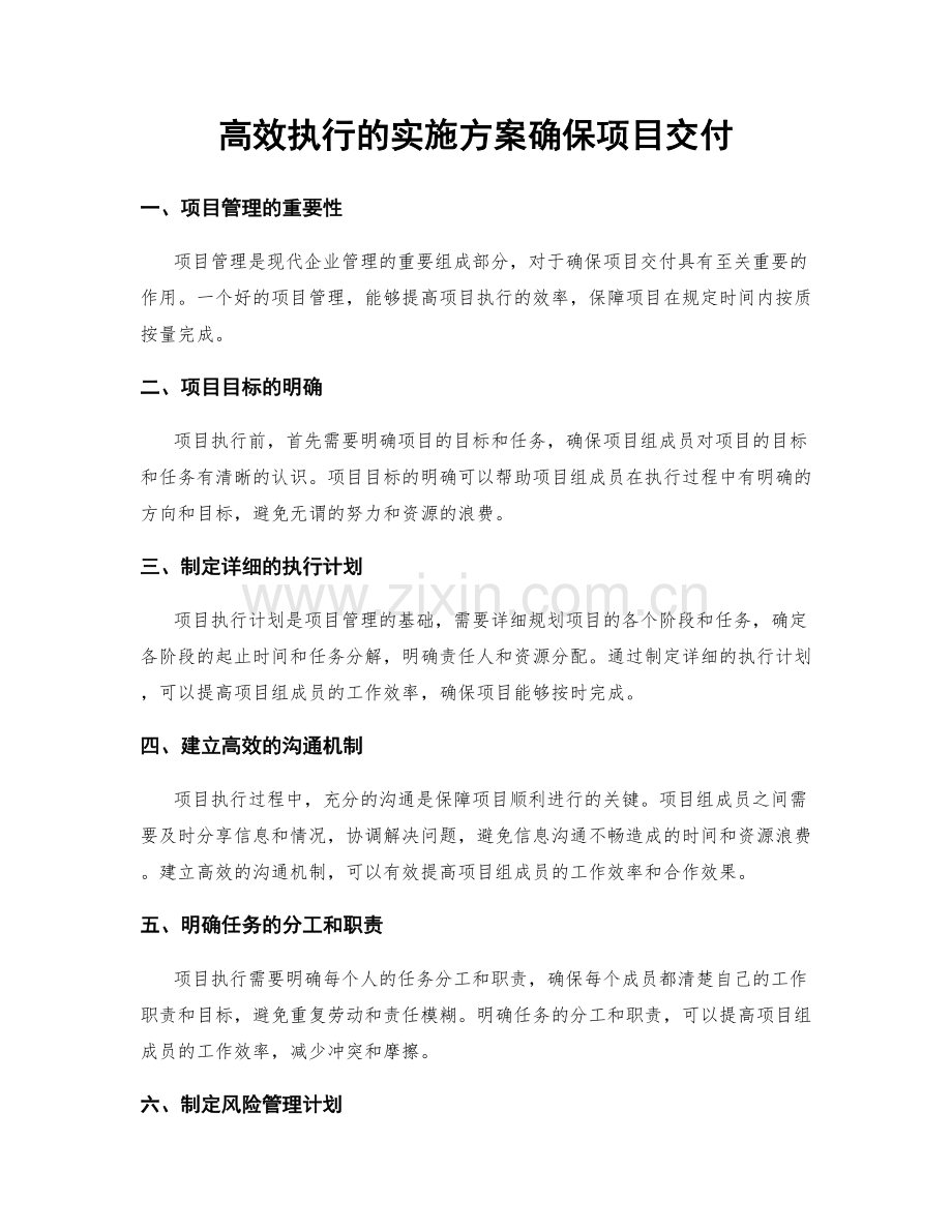 高效执行的实施方案确保项目交付.docx_第1页